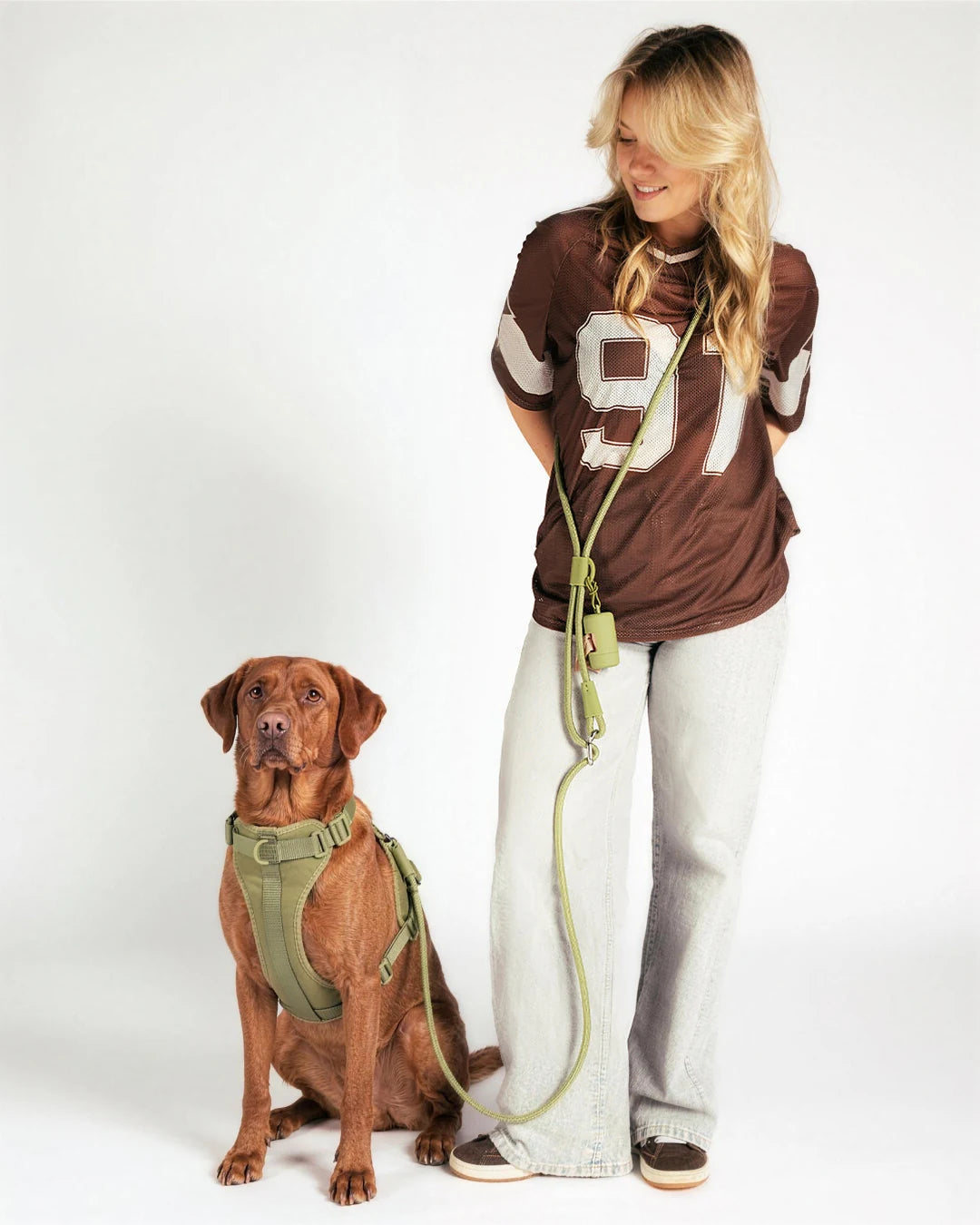 Hands-Free Rope Dog Leash - Moss - lifestyle
