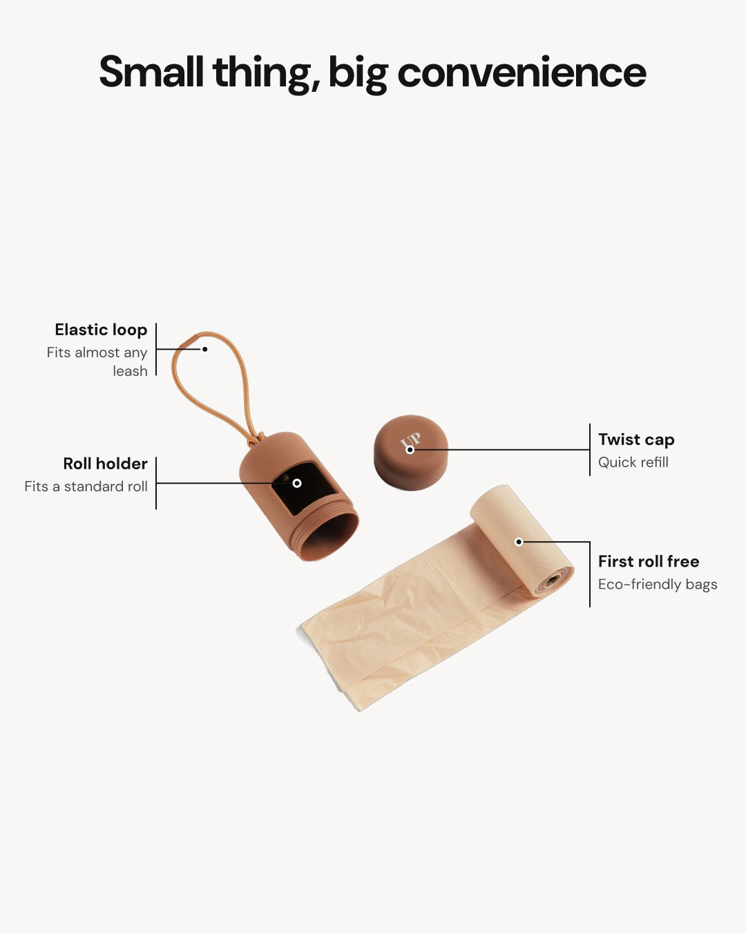 Poop Bag Holder - Cocoa - features