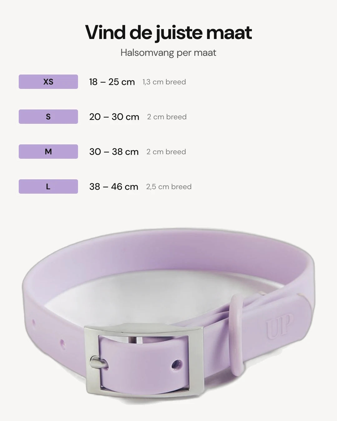 Collier imperméable pour chien - Lilac - guide des tailles
